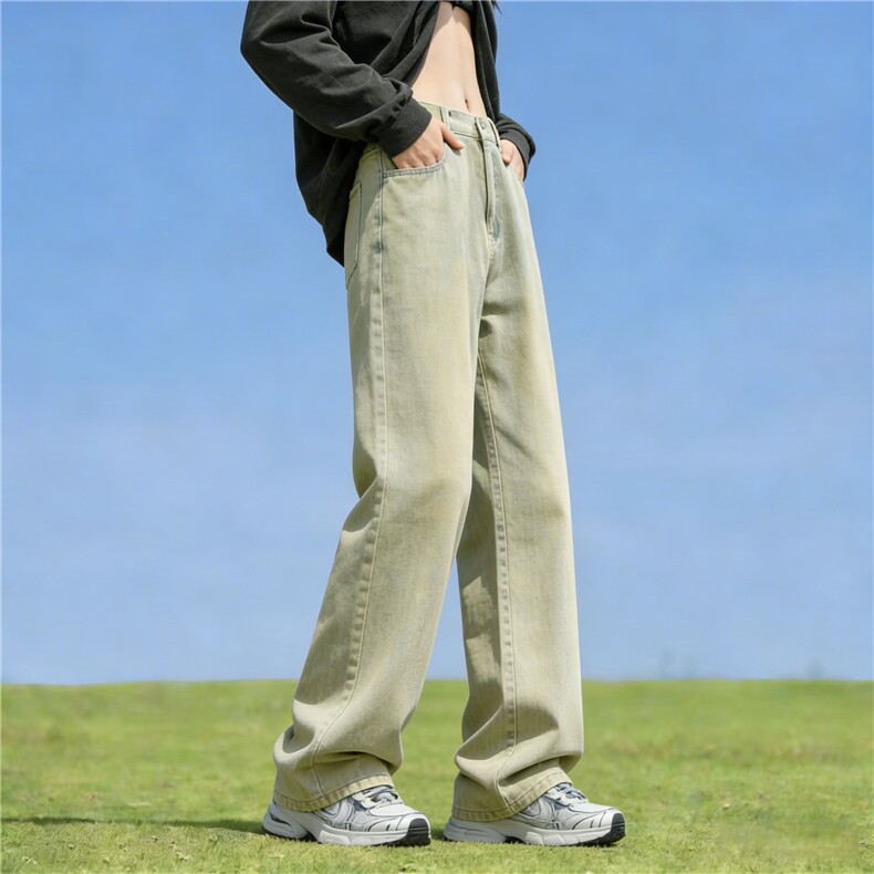 牛仔裤男春季新款潮牌vibe宽松阔腿休闲裤高街痞帅直筒裤YZ96-P50,男装牛仔裤,星座509