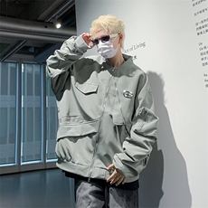 美式街头复古设计感飞行服外套女春秋宽松不规则工装夹克男JK185，男装夹克，星座1116A-1（原606A）