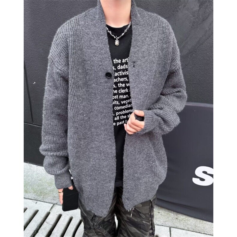 秋冬慵懒风针织开衫男士休闲纽扣开衫老钱道袍外套上衣男M6042,男装针织衫/毛衣,星座1116A-1（原606A）