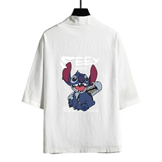 HF59038-P40风汉服男开衫外套七分袖道袍网格挂拍，男装民族服装，电商A040A