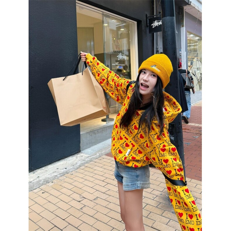 复古字母爱心长袖开衫卫衣男女春秋宽松休闲百搭情侣外套WA227,女装短外套,星座1116A（原606A-3）