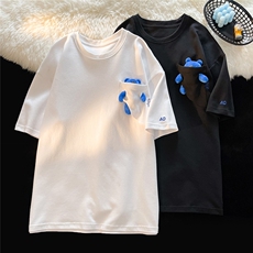 1中性风短袖T恤女情侣大码M-5XL网红小熊短袖T恤男DT7745P55控68，男装T恤，星座226-2