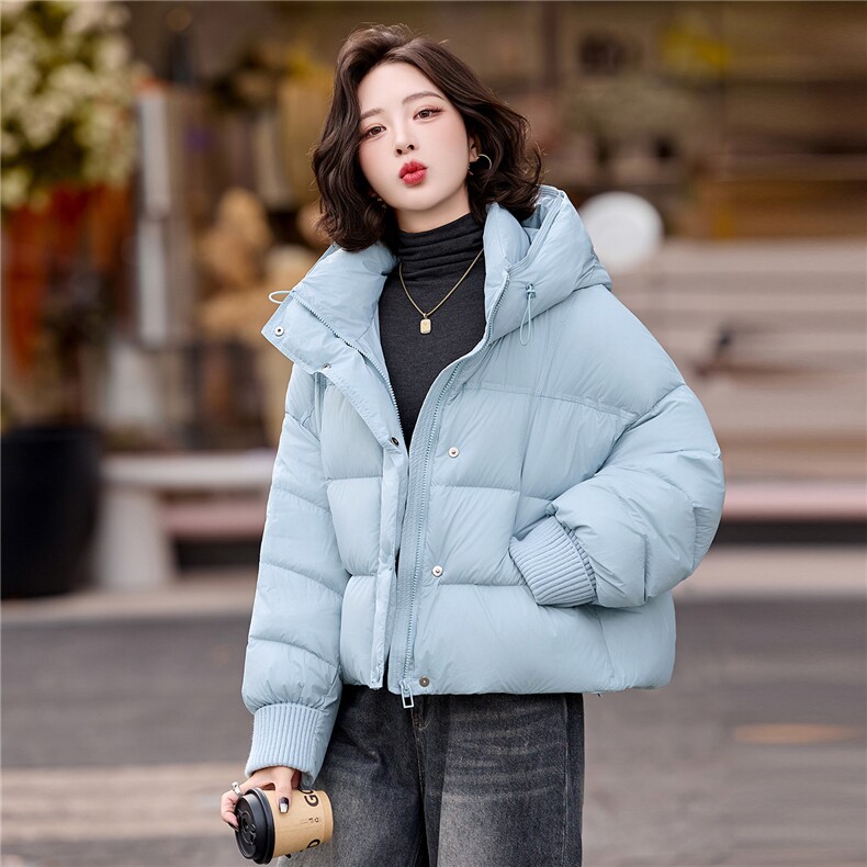 小个子90绒羽绒服短外套女2025冬季韩系休闲宽松显瘦白鸭绒面包服,女装羽绒服,辉之琳