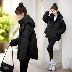 现货羽绒服女2024年冬季新款女装时尚休闲拼接撞色冬季保暖外套，女装羽绒服，关键词