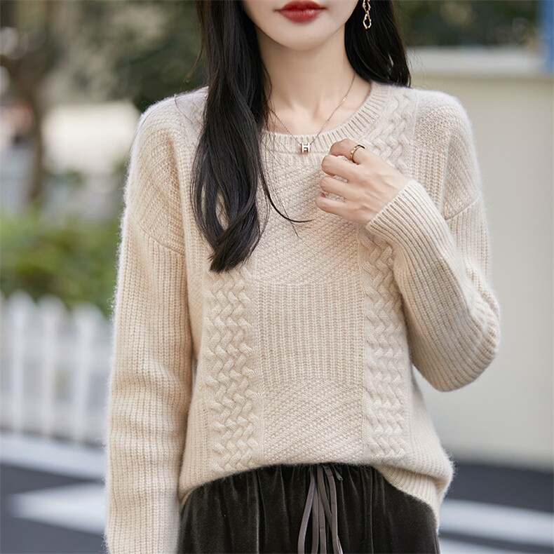 优雅气质女士高级感秋冬保暖羊毛衫时尚百搭显瘦针织衫,女装羊毛衫,冀清阳荣