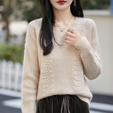 优雅气质女士高级感秋冬保暖羊毛衫时尚百搭显瘦针织衫，女装羊毛衫，冀清阳荣