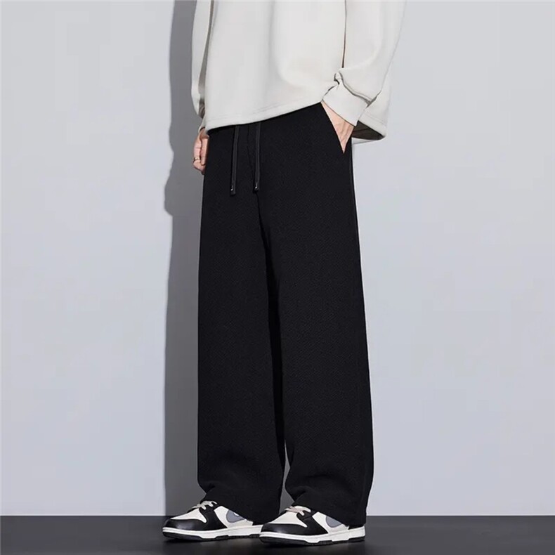 毛呢裤子男韩版秋冬新款加绒加厚九分西裤男士宽松垂感西装裤休裤，男装西服套装，星座505-2（原电商A260-1)