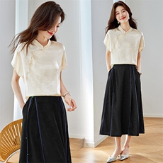 新中式国风套装女2025年夏季新款高级感减龄改良旗袍马面裙两件套，女装套装/套裙，新依时派