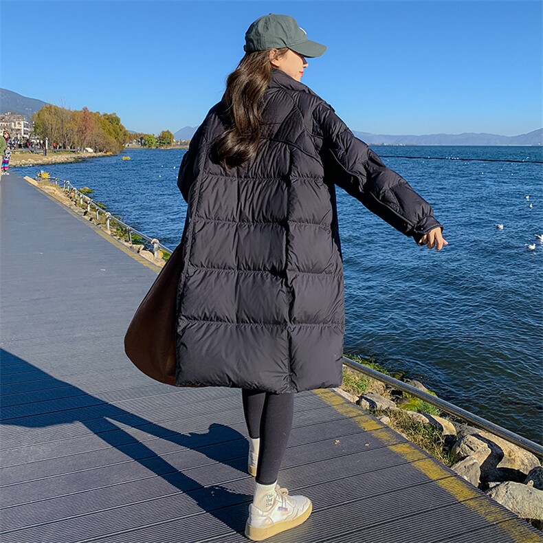 立领羽绒服女中长款2022年冬季新款经典时尚气质百搭连帽保暖外套,女装羽绒服,辉之琳