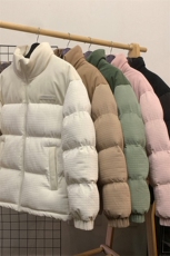 肌理感粉色立领棉服男款冬季加厚日系复古棉衣高级感潮流棉袄外套，男装棉衣，电商A436
