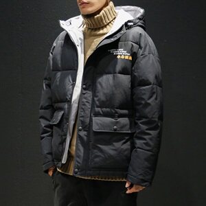 【】A003-HY005-P60冬装新款口袋面包服棉衣外套 黑墙图片