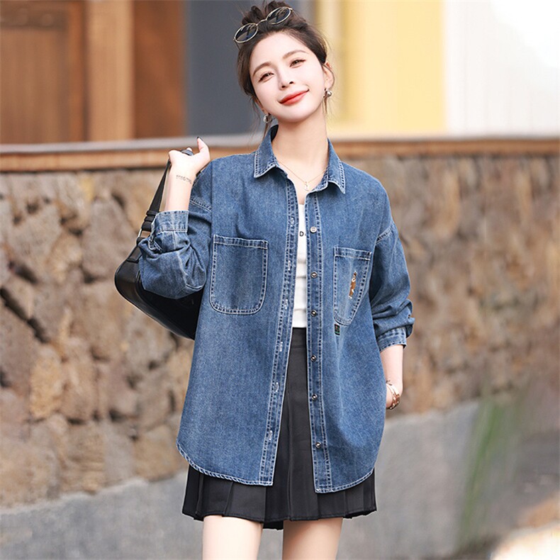 官方旗舰店牛仔外套女春秋2024年新款宽松休闲外穿短款夹克，女装衬衫，丽影随形