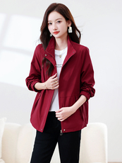 中年妈妈风衣外套女2025秋季新款洋气休闲小个子上衣宽松短款夹克，女装短外套，浙宝281