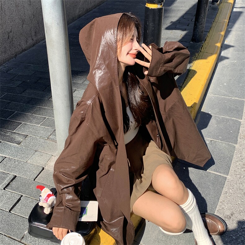 现货浙宝217-0033-165-258宽松韩版皮衣,女装短外套,浙宝217