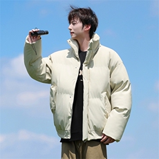 现货5W件冬季三防重磅硬挺boxy短款羽绒立领PU皮棉衣外套加厚棉服，男装棉衣，电商A486-1