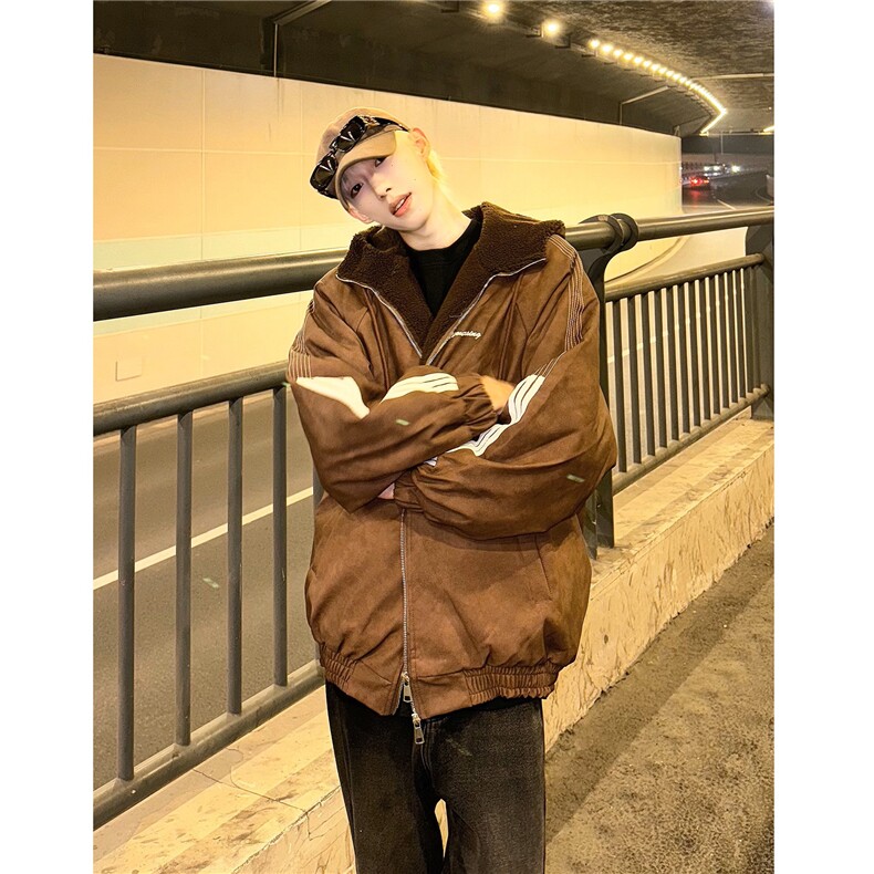 cleanfit粉色皮衣外套男秋冬美式三条杠夹克棒球服棉衣M02/P118,男装夹克,星座206（原A221）