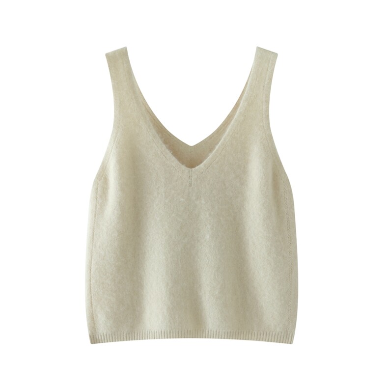 时尚优雅V领镂空吊带背心秋季必备单品展现迷人曲线，女装背心吊带，绒创羊绒