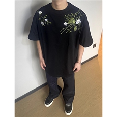重工街头新中式花卉刺绣廓形短袖T恤男女潮百搭圆领夏装TX25，男装T恤，星座1116A（原606A-3）