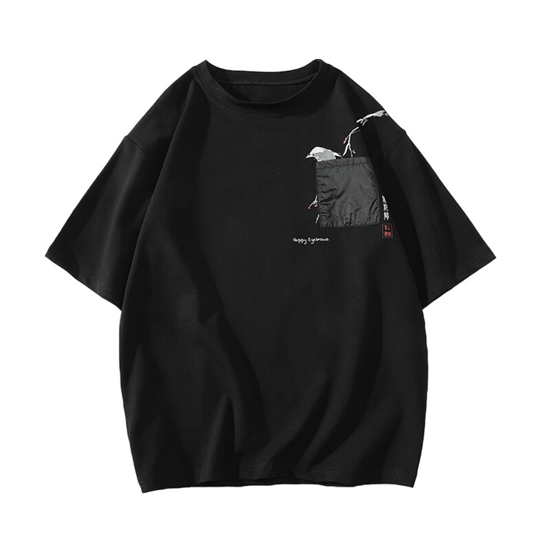 8XL~M冰丝爽滑棉短袖T恤男2023年夏季新款喜上枝头加肥加大码宽松,男装T恤,钱塘717(原712)