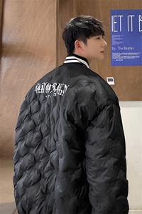 1定制面料宽松保暖棒球领大码M-5XL羽绒服男外套8709P168控229图片