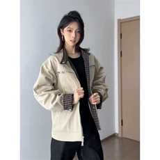 W11033-P85网图现货春季新款工装夹克飞行员外套翻领假两件外套，男装夹克，星座1608