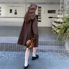 现货设计师款拼皮海军领风衣2C273-9021-P200-K298，女装风衣，2C273