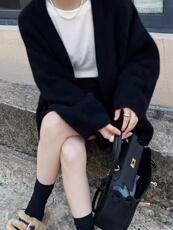 开衫女2024年秋季新款慵懒风外穿中长款外套，女装羊毛衫，德聚羊绒