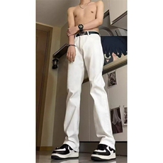 潮窄版阔腿直筒牛仔裤男女夏季新款高腰宽松显瘦小个子垂感微喇裤，男装牛仔裤，星座506A