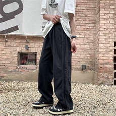 美式高街做旧水洗复古蓝直筒牛仔裤男ins潮牌百搭宽松长裤，男装牛仔裤，星座716-4