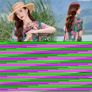 时尚印花圆领棉麻连衣裙女2026夏薄款舒适小个子休闲宽松显瘦裙子图片