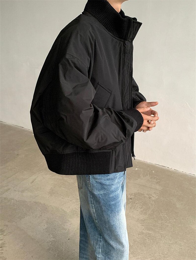 现货26春装美拉德立领飞行夹克纯色复古廓形高街棒球服外套,男装夹克,电商A486
