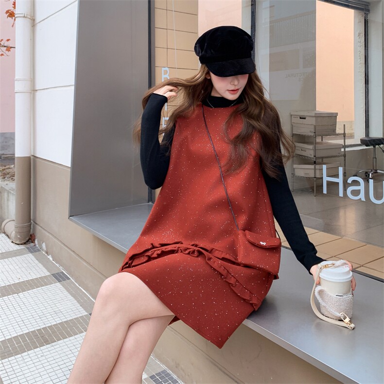 【春款现货】纯色打底衫+背心连衣裙送包包2D148-2608-P168-K252,女装套装/套裙,2D148