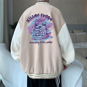摇粒绒棒球服男大码开衫卫衣男夹克 BF86317-P65图片