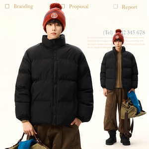 wassuphappy立领棉服男款冬季宽松保暖面包服外套青少年防寒棉衣