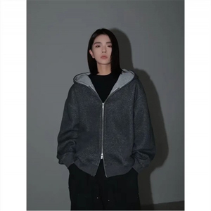 网图慎用 460G重磅拼色开衫卫衣男女同款连帽长袖卫衣WY5817 P55图片