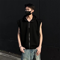 现货新款潮流美式高街白色半拉链背心男款夏季流行文艺无品牌时尚，男装背心/马甲，星座218-1（原230）