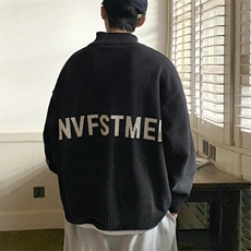秋冬男字母刺绣毛衣宽松开衫慵懒风外套KS2333-p78，男装针织衫/毛衣，星座1212