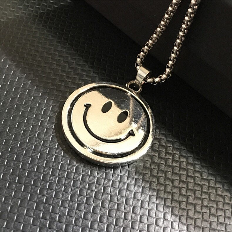 G1834欧美笑脸吊坠个性项链创意男士钛钢吊坠T恤链毛衣链配饰，项链，星座510A-2