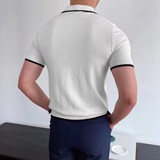 轻奢翻领polo衫男百搭修身微弹夏季透气时尚针织短袖TM114-P40，男装T恤，星座208-5