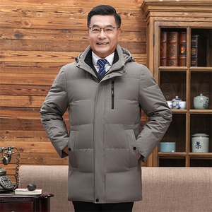 主推大货可拆卸帽中老年羽绒服外套男士加厚爸爸装90绒羽绒服大衣