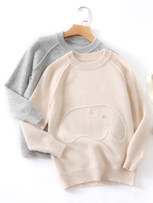 优质精选儿童羊毛针织衫手工小象绣花男女童套头打底上衣，童装儿童羊毛衫，初丹羊绒童装