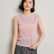 2024年秋季新款百搭气质12G烂边背心羊毛打底女，女装背心吊带，臻维羊绒