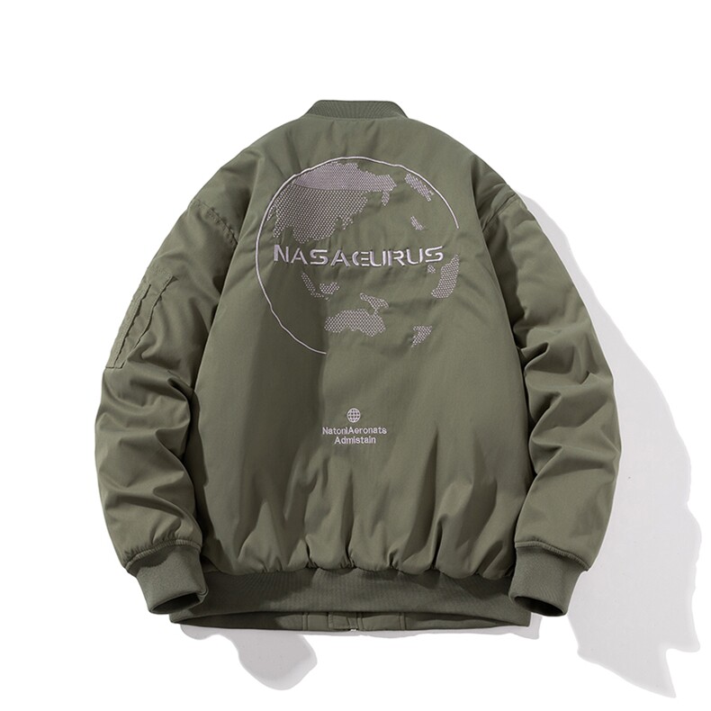 现货三色秋冬季潮牌夹克棉衣棒球服欧美街头飞行员外套情侣装,男装棉衣,电商A105