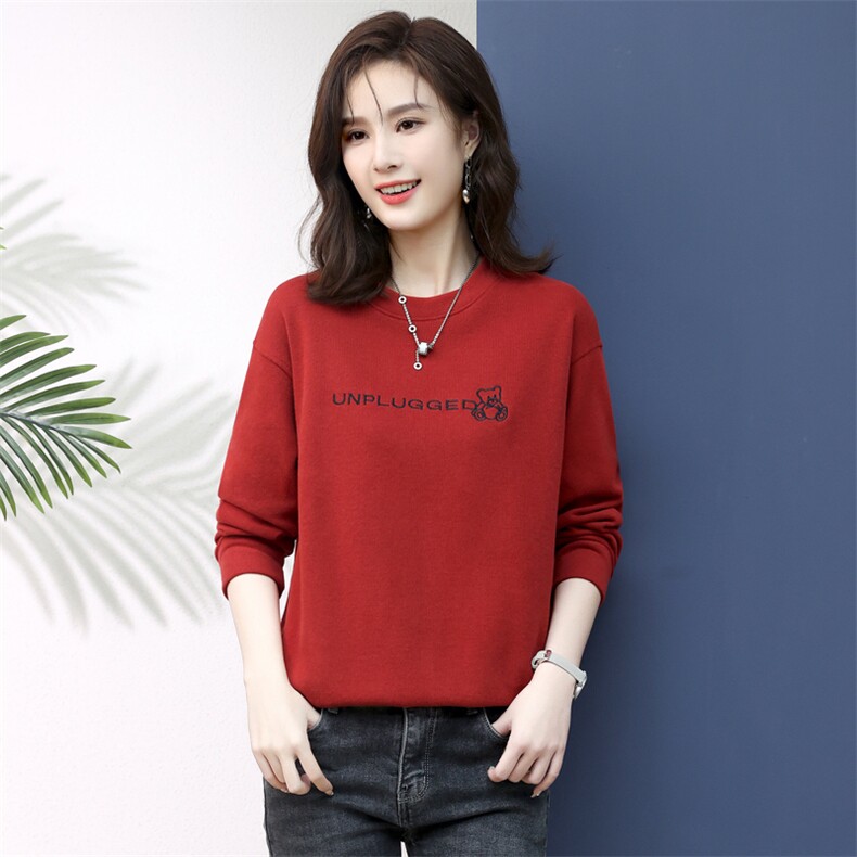 2022年秋季新款韩版套头圆领卫衣女长袖宽松显瘦字母上衣服女棉,女装卫衣/绒衫,简韵佳