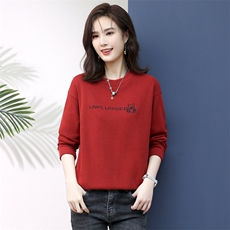 2022年秋季新款韩版套头圆领卫衣女长袖宽松显瘦字母上衣服女棉，女装卫衣/绒衫，简韵佳