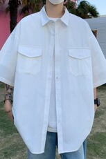 2024夏季新款男士短袖衬衫山系工装字母刺绣宽百搭衬衣潮，男装衬衫，星座218-1（原230）