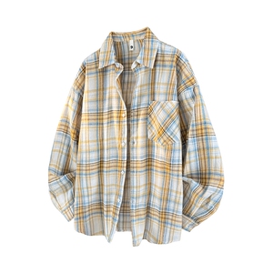 衬衫男秋季新款港风宽松大码格子长袖衬衣CS602-特P28,男装衬衫,星座214-3