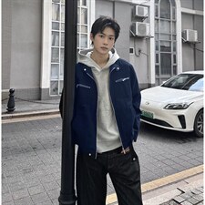 26春装高品质老钱风立领夹克外套男女美式潮牌拉链工装风宽松上衣，男装夹克，电商A486