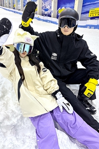 冬款户外连帽中性风情侣防水防风加绒加厚保暖滑雪服外套M35-P125图片