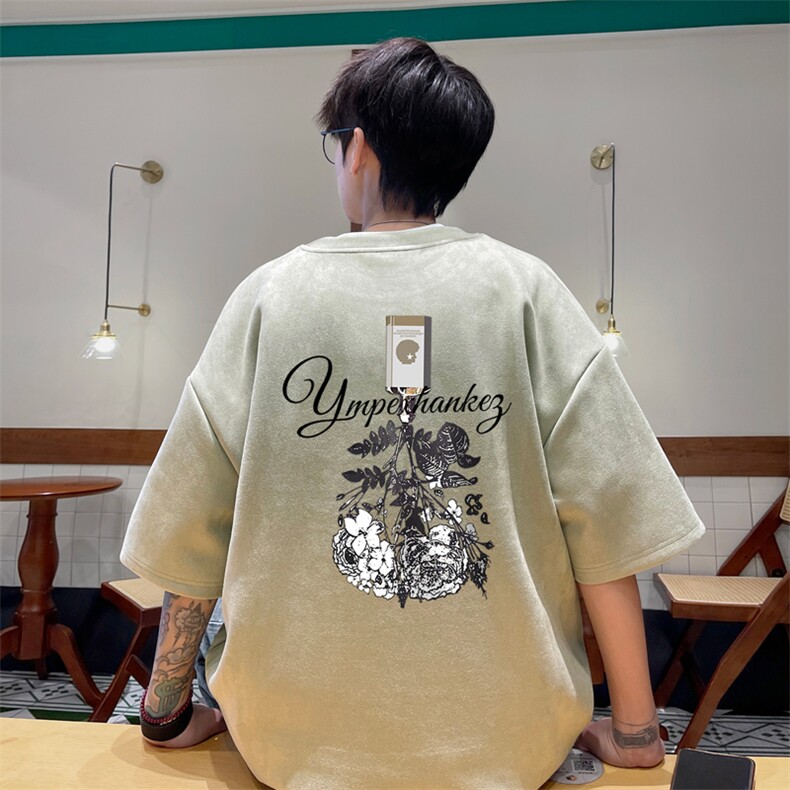 量大优供视频重磅麂皮绒短袖T恤男JPDX193-特P19,男装T恤,电商B367